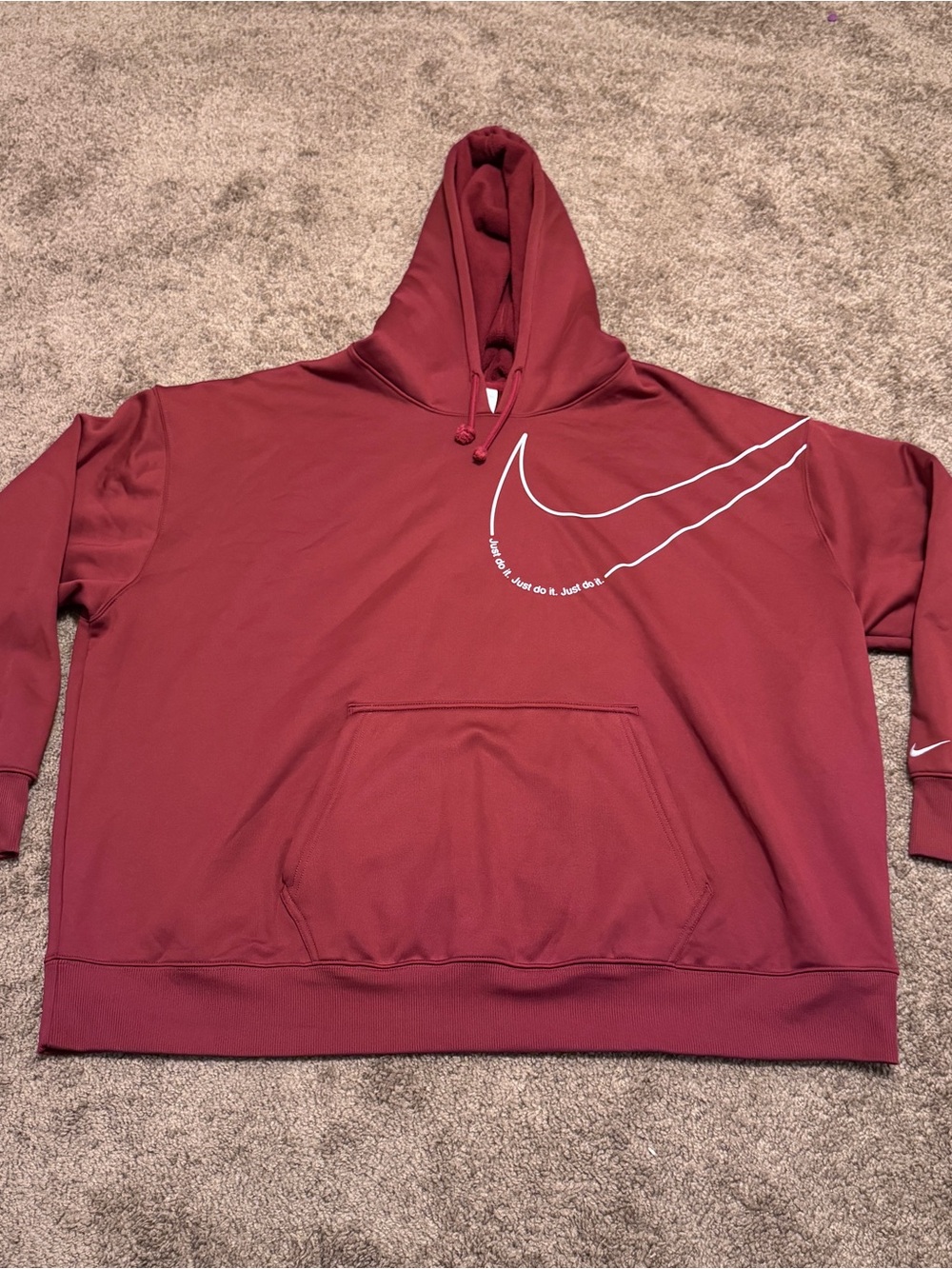 Nike Hoodie Womens 2X Red Pullover Long Sleeve Just Do It Swoosh Logo
